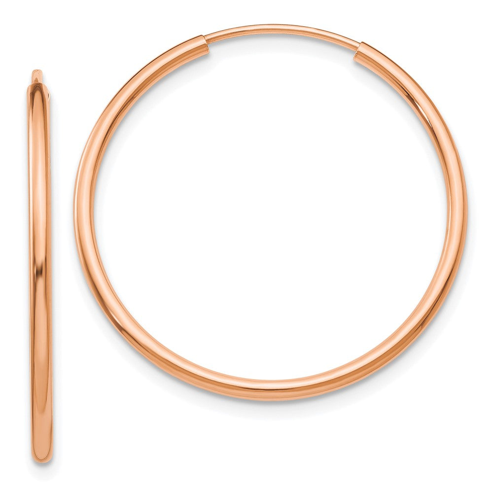 14k Rose Gold Polished Endless Tube Hoop Earrings - 6