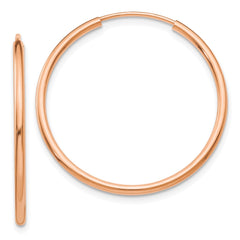 14k Rose Gold Polished Endless Tube Hoop Earrings - 6