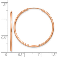 14k Rose Gold Polished Endless Tube Hoop Earrings - 10