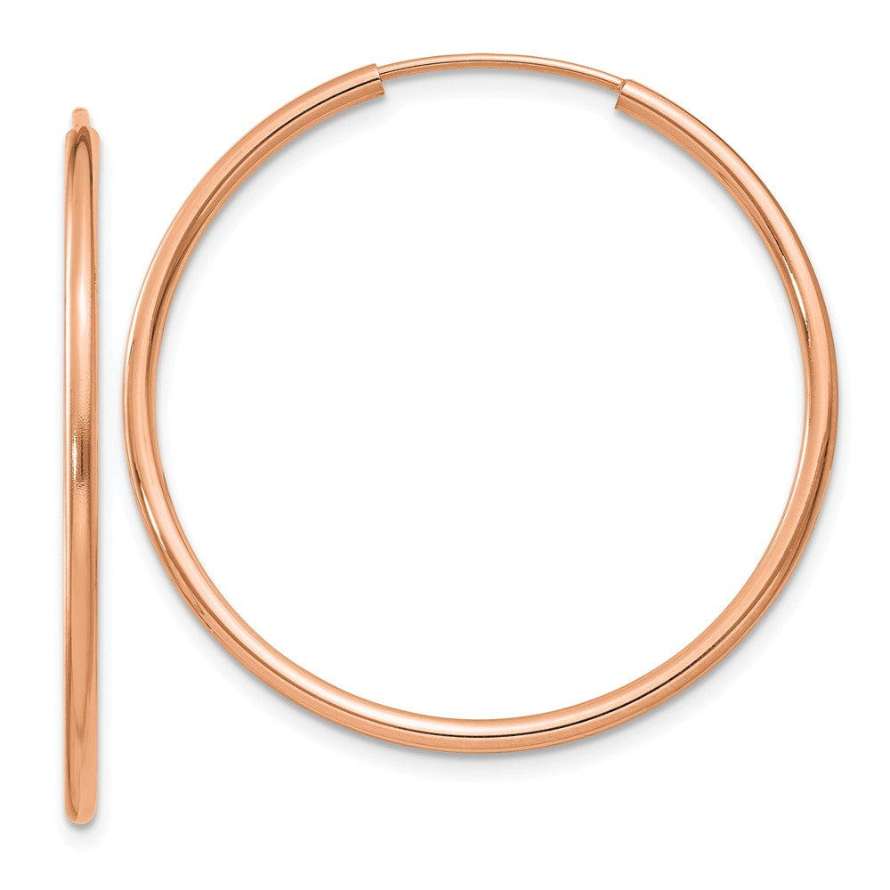 14k Rose Gold Polished Endless Tube Hoop Earrings - 10