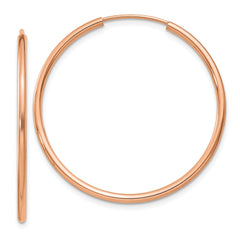 14k Rose Gold Polished Endless Tube Hoop Earrings - 10