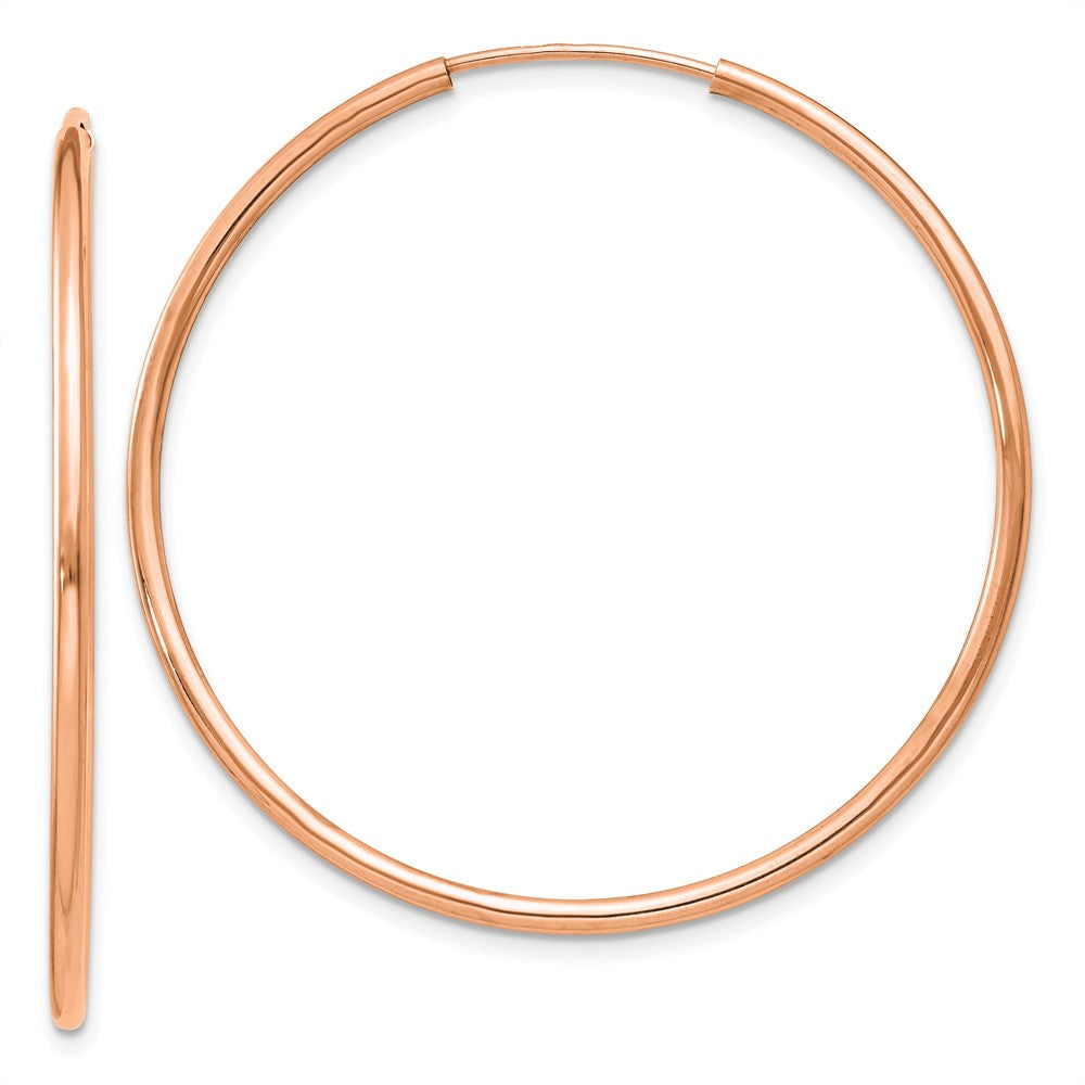 14k Rose Gold Polished Endless Tube Hoop Earrings - 7