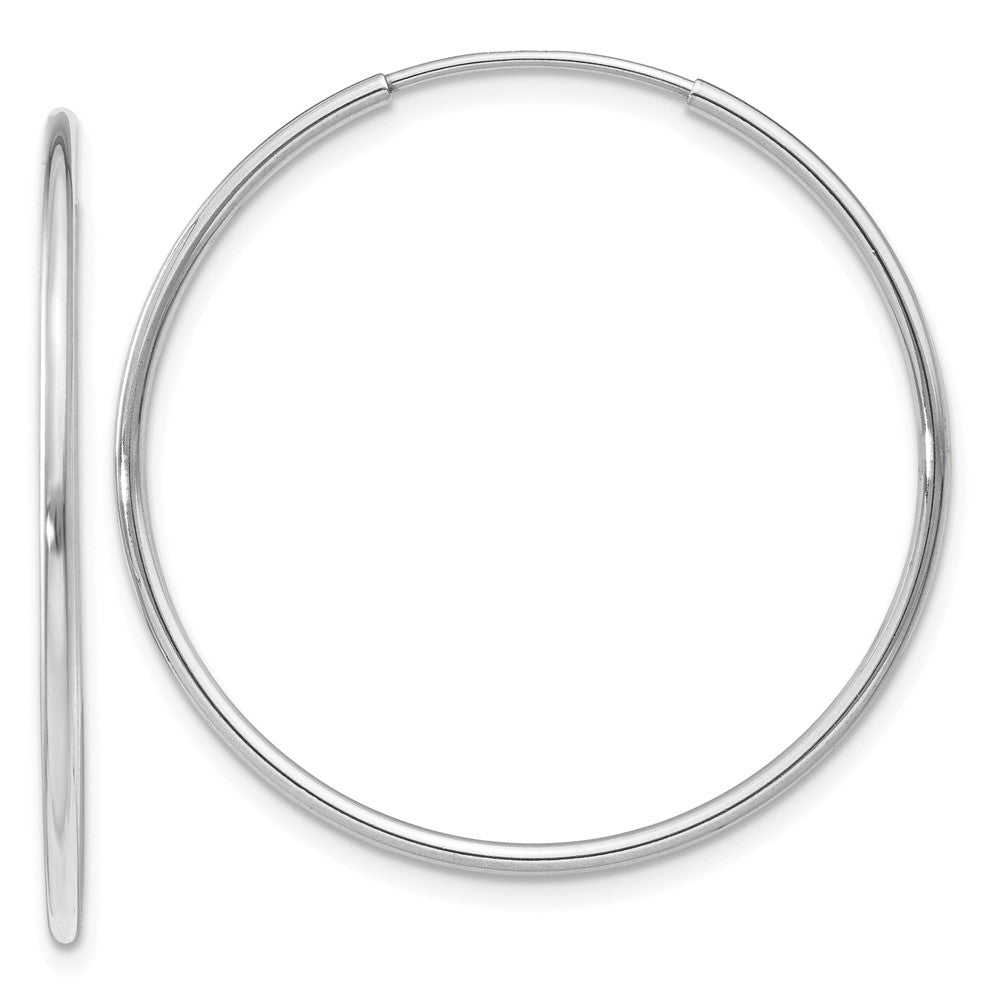 14k White Gold Polished Endless Tube Hoop Earrings - 13