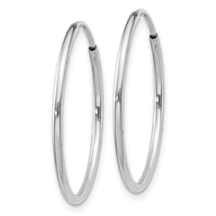 14k White Gold Polished Endless Tube Hoop Earrings - 9