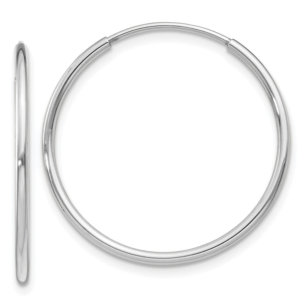 14k White Gold Polished Endless Tube Hoop Earrings - 9