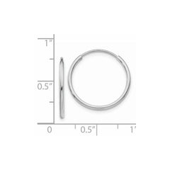 14k White Gold Polished Endless Tube Hoop Earrings - 10