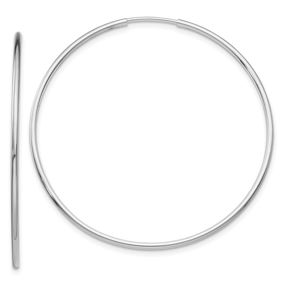 14k White Gold Polished Endless Tube Hoop Earrings - 11