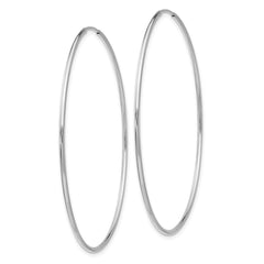14k White Gold Polished Endless Tube Hoop Earrings - 12