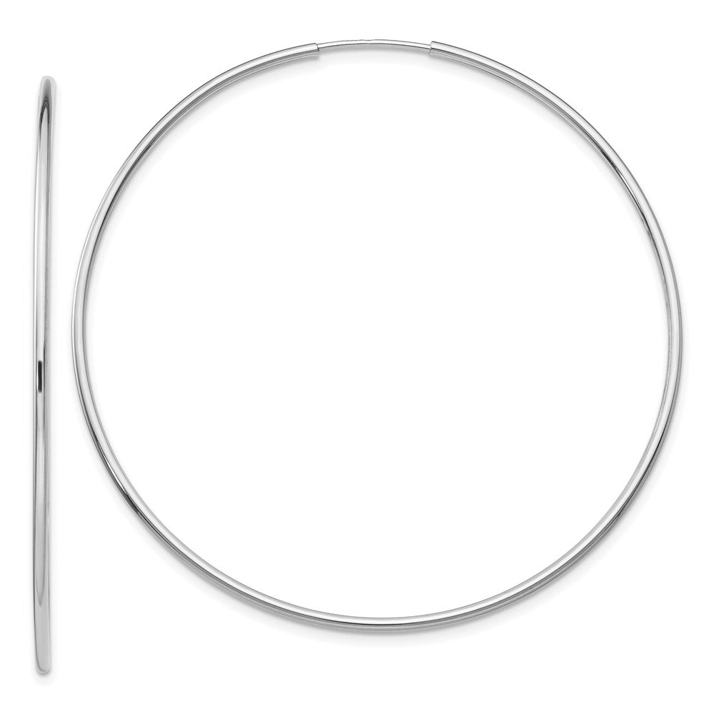 14k White Gold Polished Endless Tube Hoop Earrings - 12