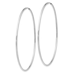 14k White Gold Polished Endless Tube Hoop Earrings - 14