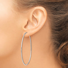 14k White Gold Polished Endless Tube Hoop Earrings - 14