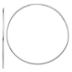 14k White Gold Polished Endless Tube Hoop Earrings - 14
