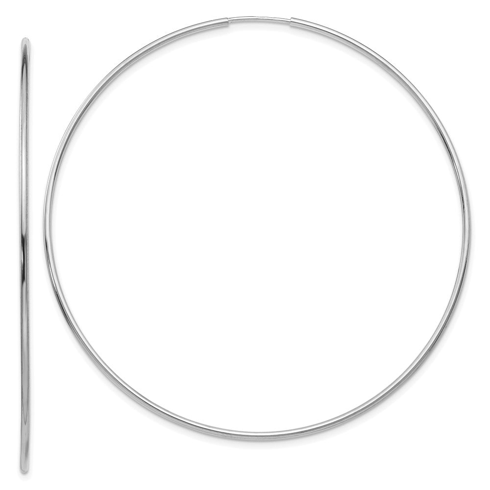 14k White Gold Polished Endless Tube Hoop Earrings - 7