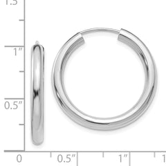 14k White Gold Polished Endless Tube Hoop Earrings - 5