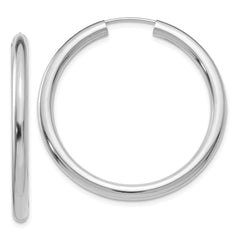 14k White Gold Polished Endless Tube Hoop Earrings - 5