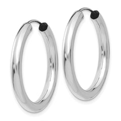 14k White Gold Polished Endless Tube Hoop Earrings - 15