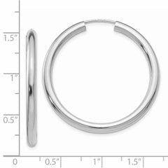 14k White Gold Polished Endless Tube Hoop Earrings - 15
