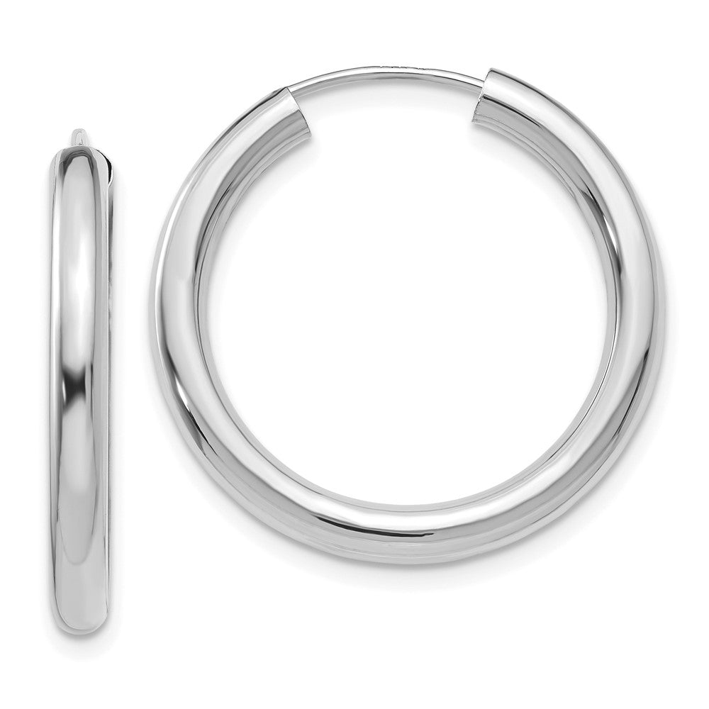 14k White Gold Polished Endless Tube Hoop Earrings - 15