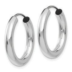 14k White Gold Polished Endless Tube Hoop Earrings - 8