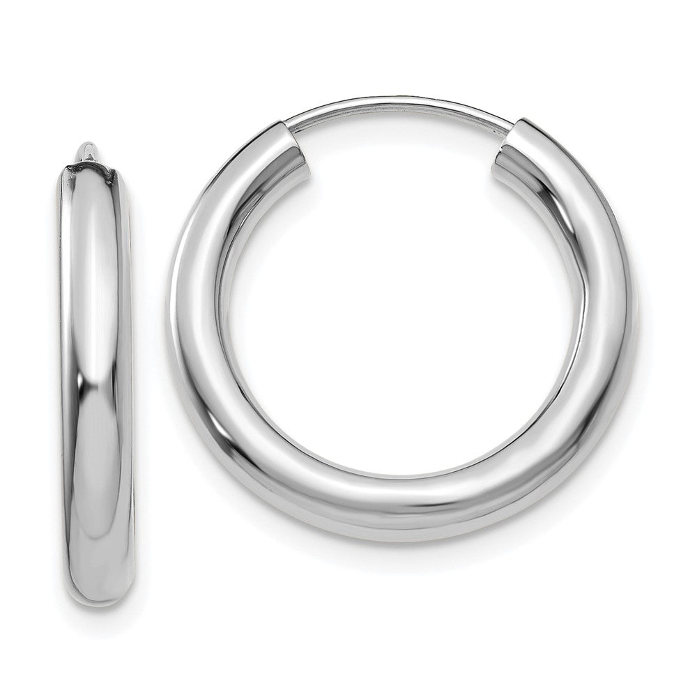14k White Gold Polished Endless Tube Hoop Earrings - 8