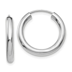 14k White Gold Polished Endless Tube Hoop Earrings - 8