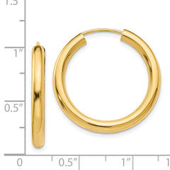 14k Polished Endless Tube Hoop Earrings - 6