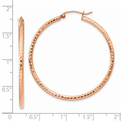 14k Rose Gold Polished Lightweight Large Diamond-cut Tube Hoop Earrings - 2