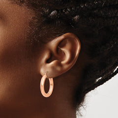 14k Rose Gold Polished 4mm Tube Hoop Earrings - 3