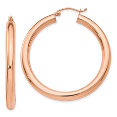 14k Rose Gold Polished 4mm Tube Hoop Earrings - 2