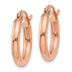 14k Rose Gold Polished 2.5mm Lightweight Tube Hoop Earrings - 5