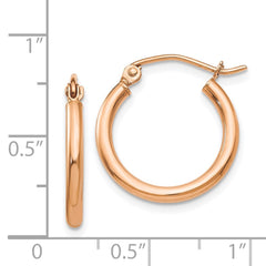 14k Rose Gold Polished 2.5mm Lightweight Tube Hoop Earrings - 5