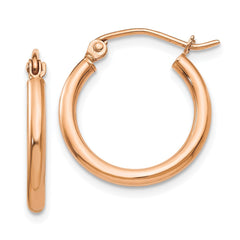 14k Rose Gold Polished 2.5mm Lightweight Tube Hoop Earrings - 5