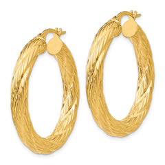 14k Textured Tube Hoop Earrings - 2