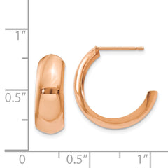 14k Rose Gold Polished Hoop Earrings - 2