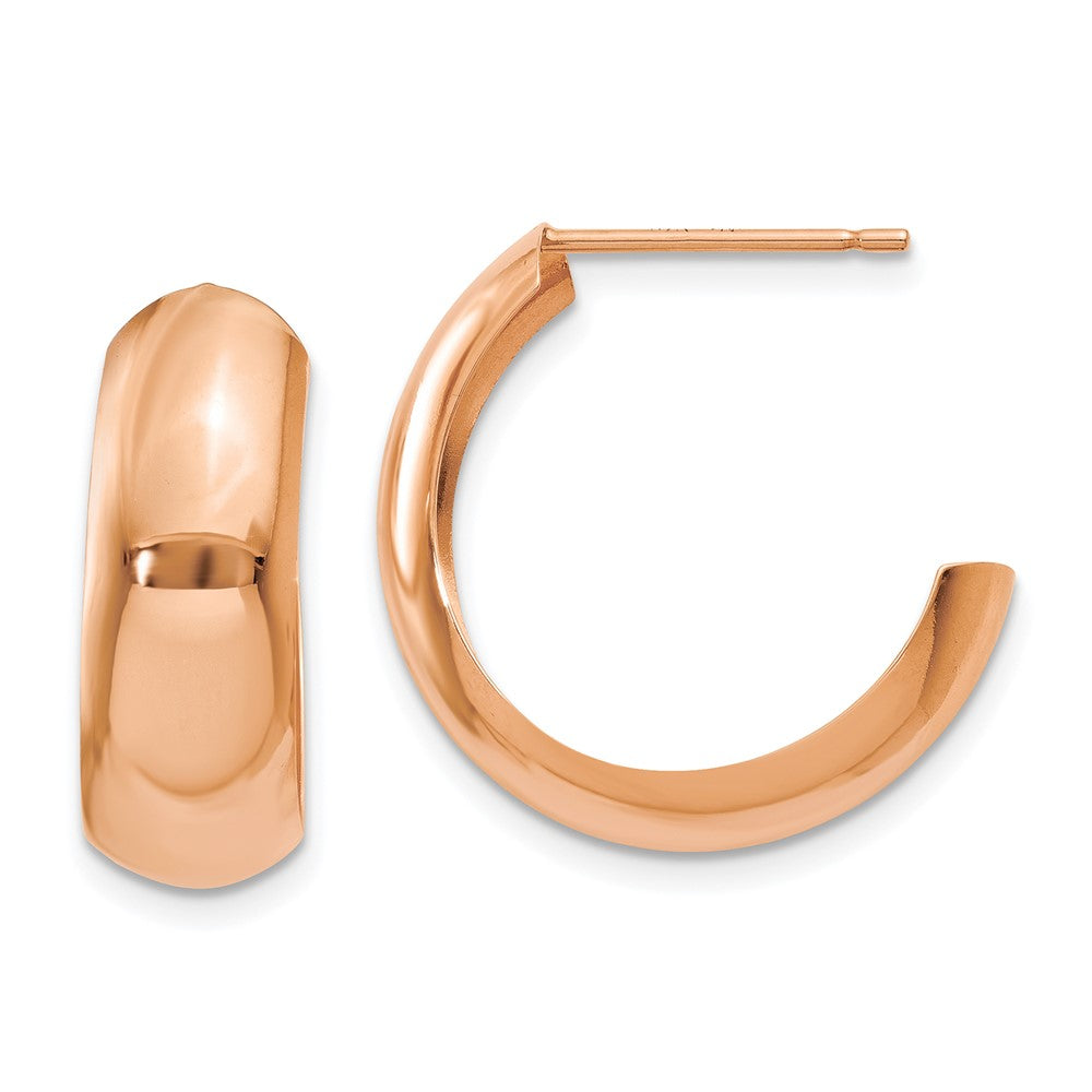 14k Rose Gold Polished Hoop Earrings - 2