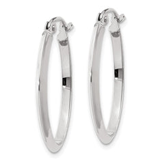 14k White Gold Polished Oval Tube Hoop Earrings - 2