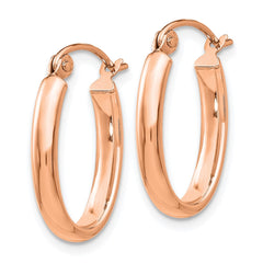 14k Rose Gold Polished Half-Round Oval Hoop Earrings - 3