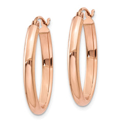 14k Rose Gold Polished Half-Round Oval Hoop Earrings - 2