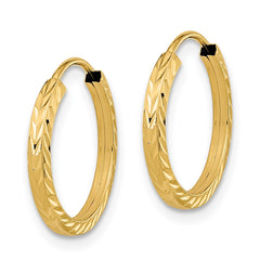 14k Diamond-cut Square Tube Endless Hoop Earrings - 6
