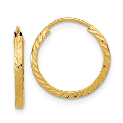 14k Diamond-cut Square Tube Endless Hoop Earrings - 6