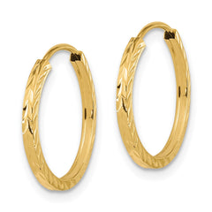 14k Diamond-cut Square Tube Endless Hoop Earrings - 7