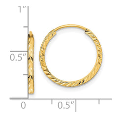 14k Diamond-cut Square Tube Endless Hoop Earrings - 7