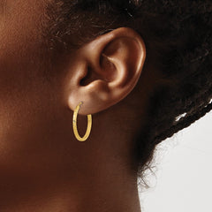 14k Diamond-cut Square Tube Endless Hoop Earrings - 2