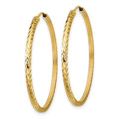 14k Diamond-cut Square Tube Endless Hoop Earrings - 5