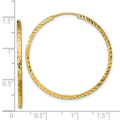 14k Diamond-cut Square Tube Endless Hoop Earrings - 5