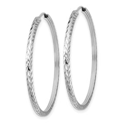 14k White Gold Diamond-cut Square Tube Endless Hoop Earrings - 7