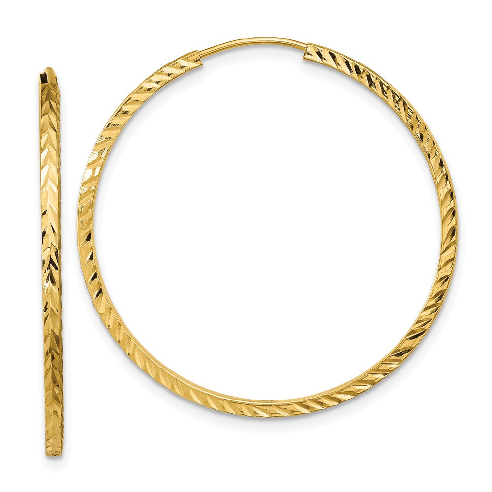 14k Diamond-cut Square Tube Endless Hoop Earrings - 5