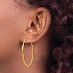 14k Diamond-cut Square Tube Endless Hoop Earrings - 8