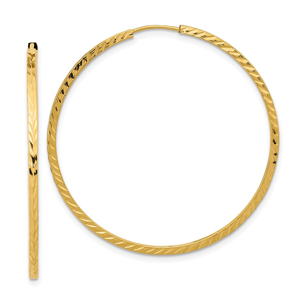 14k Diamond-cut Square Tube Endless Hoop Earrings - 8