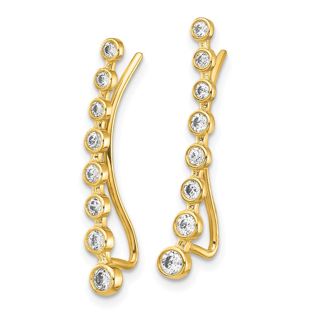 14K CZ Ear Climber Earrings